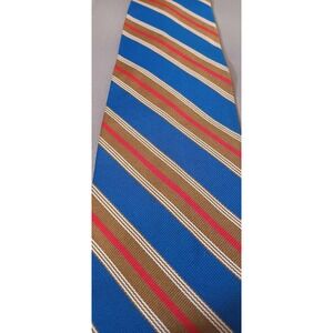 SEARS‎ KING'S ROAD Vtg  Striped Silk NECKTIE TIE Blue Green Red  55"  Retro
